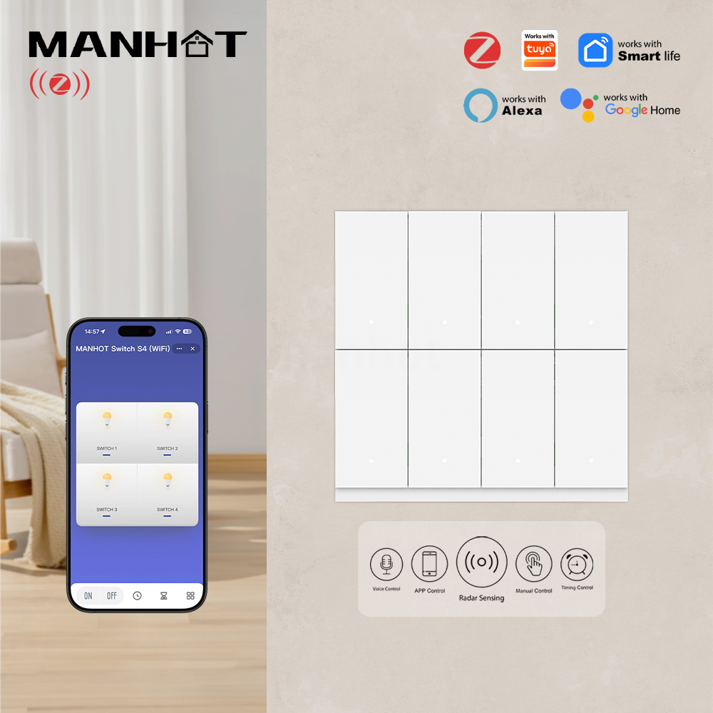MANHOT 6/8 Gang WiFi Zigbee Sm - огляд і ціна Smart Light Switch Wifi